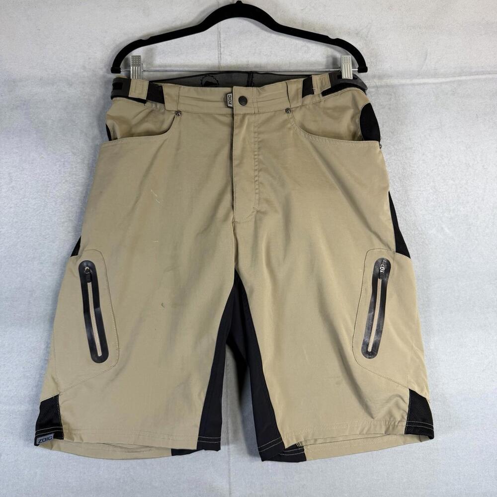Zoic Ether Mountain Bike Shorts And Liner Mens Large Beige Outdoors Biking